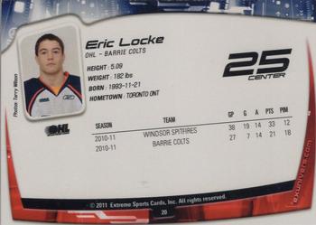 2011-12 Extreme Barrie Colts (OHL) #20 Eric Locke Back