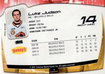2011-12 Extreme Belleville Bulls (OHL) #9 Luke Judson Back