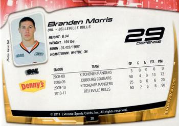 2011-12 Extreme Belleville Bulls (OHL) #20 Branden Morris Back