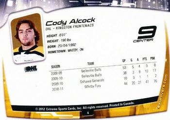 2011-12 Extreme Kingston Frontenacs (OHL) #4 Cody Alcock Back