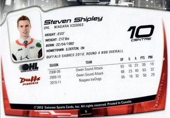 2011-12 Extreme Niagara IceDogs (OHL) #6 Steven Shipley Back
