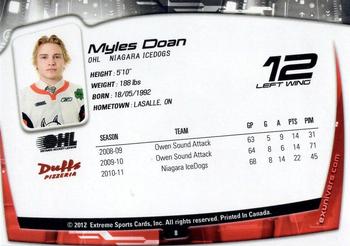 2011-12 Extreme Niagara IceDogs (OHL) #8 Myles Doan Back