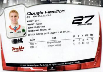 2011-12 Extreme Niagara IceDogs (OHL) #21 Dougie Hamilton Back