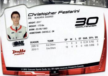 2011-12 Extreme Niagara IceDogs (OHL) #24 Christopher Festarini Back