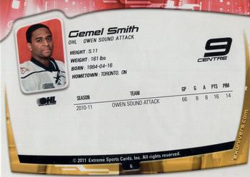 2011-12 Extreme Owen Sound Attack (OHL) #6 Gemel Smith Back