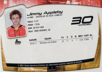 2011-12 Extreme Baie-Comeau Drakkar (QMJHL) #1 Jimmy Appleby Back
