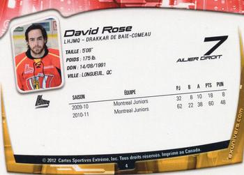 2011-12 Extreme Baie-Comeau Drakkar (QMJHL) #4 David Rose Back