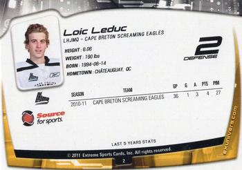 2011-12 Extreme Cape Breton Screaming Eagles (QMJHL) #2 Loic Leduc Back