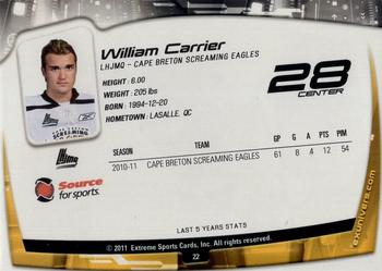 2011-12 Extreme Cape Breton Screaming Eagles (QMJHL) #22 William Carrier Back