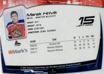 2011-12 Extreme Moncton Wildcats (QMJHL) #9 Marek Hrivik Back