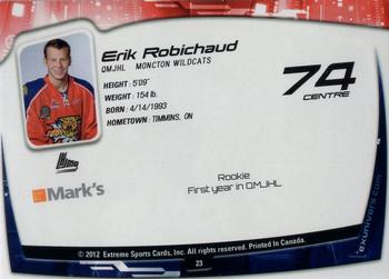 2011-12 Extreme Moncton Wildcats (QMJHL) #23 Erik Robichaud Back