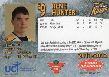 2011-12 Canadian Tire Brandon Wheat Kings (WHL) #NNO Rene Hunter Back