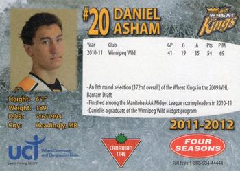 2011-12 Canadian Tire Brandon Wheat Kings (WHL) #NNO Daniel Asham Back