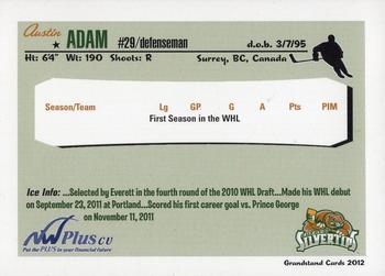 2011-12 Grandstand Everett Silvertips (WHL) #NNO Austin Adam Back