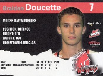 2011-12 Moose Jaw Warriors (WHL) #9 Braiden Doucette Back