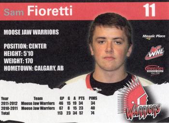 2011-12 Moose Jaw Warriors (WHL) #11 Sam Fioretti Back