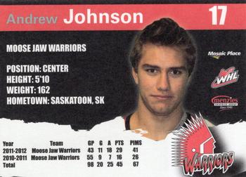 2011-12 Moose Jaw Warriors (WHL) #16 Andrew Johnson Back