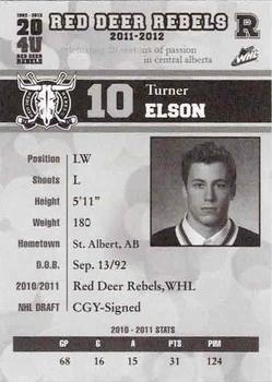 2011-12 Red Deer Rebels (WHL) #7 Turner Elson Back