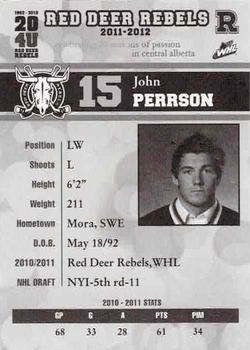 2011-12 Red Deer Rebels (WHL) #11 John Persson Back