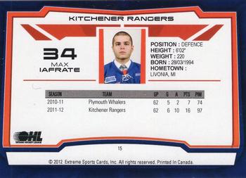 2012-13 Extreme Kitchener Rangers (OHL) #15 Max Iafrate Back