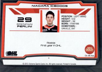 2012-13 Extreme Niagara IceDogs (OHL) #4 Brendan Perlini Back