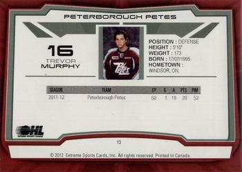2012-13 Extreme Peterborough Petes (OHL) #13 Trevor Murphy Back