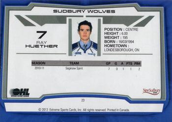 2012-13 Extreme Sudbury Wolves (OHL) #23 Ray Huether Back