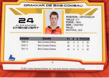 2012-13 Extreme Baie-Comeau Drakkar (QMJHL) #13 Alexandre Chenevert Back