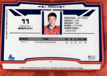 2012-13 Extreme Prince Edward Island Rocket (QMJHL) #17 Matej Beran Back