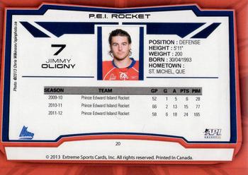 2012-13 Extreme Prince Edward Island Rocket (QMJHL) #20 Jimmy Oligny Back