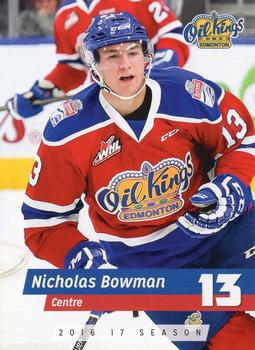 2016-17 Edmonton Oil Kings (WHL) #NNO Nicholas Bowman Front