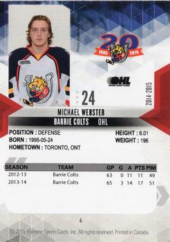 2014-15 Extreme Barrie Colts OHL #6 Michael Webster Back
