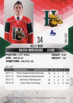 2014-15 Extreme Halifax Mooseheads QMJHL #9 Kelly Bent Back