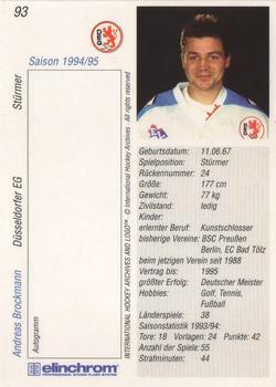 1994-95 IHA DEL (German) #93 Andreas Brockmann Back