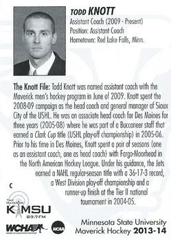 2013-14 KMSU 89.7 FM Minnesota State Mavericks (NCAA) #NNO Todd Knott Back