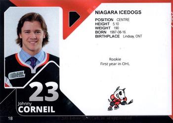 2013-14 Extreme Niagara IceDogs (OHL) #18 Johnny Corneil Back