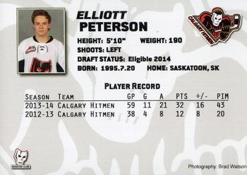 2013-14 Calgary Hitmen (WHL) #NNO Elliot Peterson Back