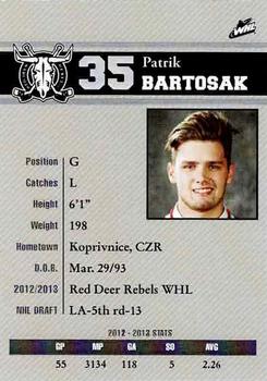 2013-14 Red Deer Rebels (WHL) #NNO Patrik Bartosak Back