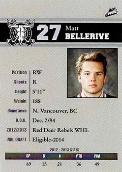 2013-14 Red Deer Rebels (WHL) #NNO Matt Bellerive Back