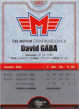 2016-17 Ceske Budejovice Gold Jersey #2 David Gaba Back