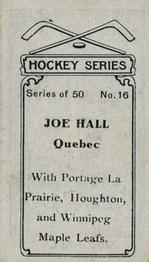 1912-13 Imperial Tobacco Hockey Series (C57) #16 Joe Hall Back