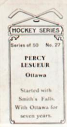 1912-13 Imperial Tobacco Hockey Series (C57) #27 Percy Lesueur Back