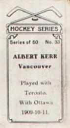 1912-13 Imperial Tobacco Hockey Series (C57) #33 Albert Kerr Back