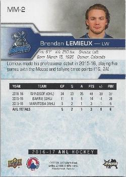 2016-17 Upper Deck Manitoba Moose (AHL) SGA #MM-2 Brendan Lemieux Back