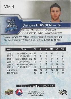 2016-17 Upper Deck Manitoba Moose (AHL) SGA #MM-4 Quinton Howden Back