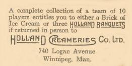 1924-25 Holland Creameries #2 Harold McMunn Back