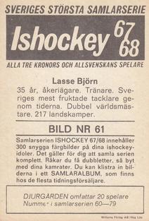1967-68 Williams Ishockey (Swedish) #61 Lasse Bjorn Back