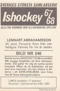 1967-68 Williams Ishockey (Swedish) #246 Lennart Abrahamsson Back