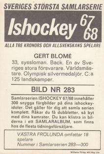 1967-68 Williams Ishockey (Swedish) #283 Gert Blome Back