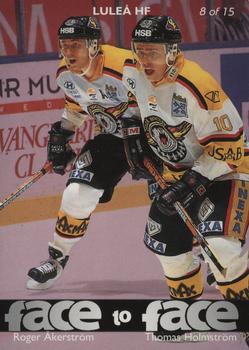 1995-96 Leaf Elit Set (Swedish) - Face to Face #8 Tomas Holmström / Roger Akerström Back